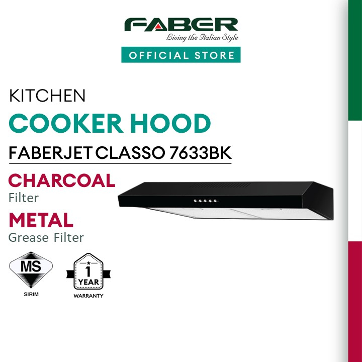 FABER 3Speed Kitchen Cooker Slim Hood FABERJET CLASSO 7633BK Shopee