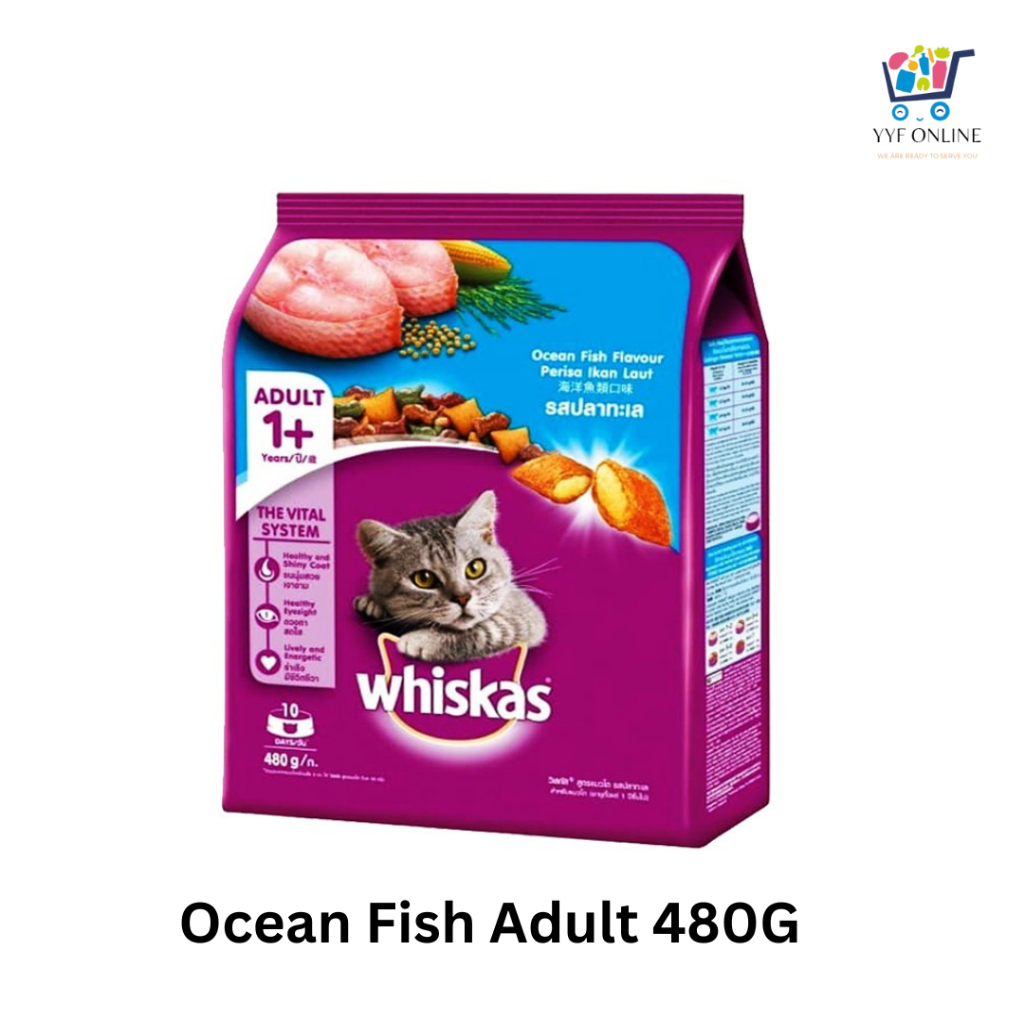 Whiskas Cat Food Ocean Fish Flavor Cat Dry Food for Adult Cats Aged 1
