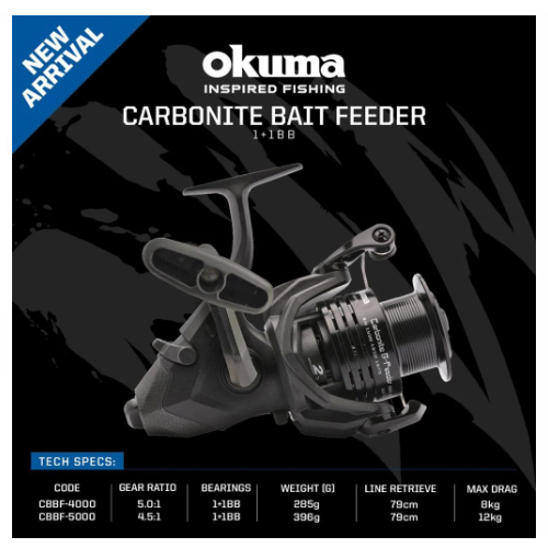 8kg-12kg Maxdrag) Okuma Carbonite Baitfeeder Spinning Fishing Reel