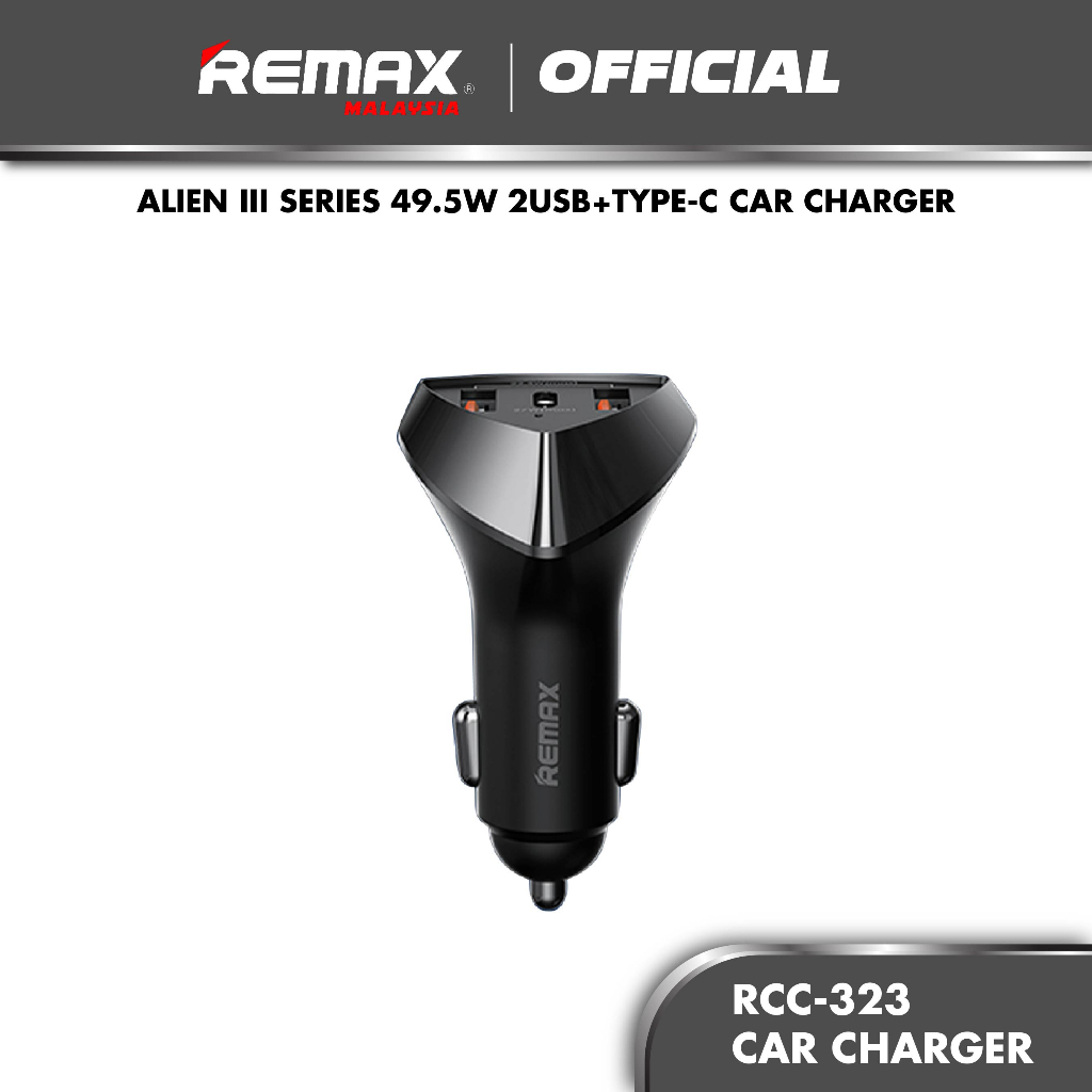 REMAX RCC323 Alien III Series 49.5W 2USB+Type-C Car Charger | Shopee ...