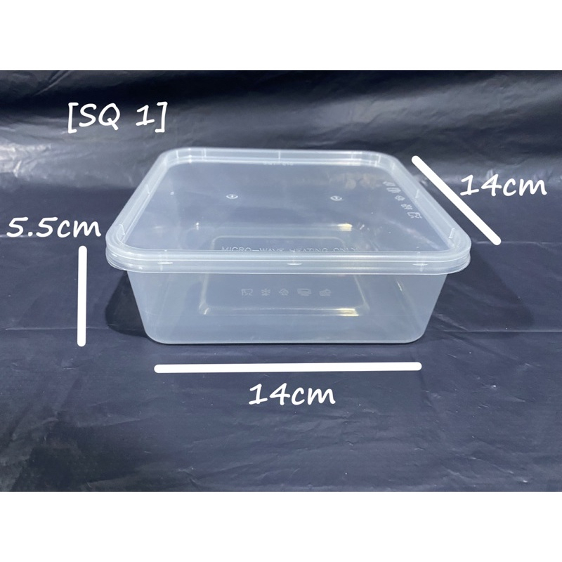 SQ1/SQ1000 Plastic Disposable Square Container With Lid (50sets) per ...