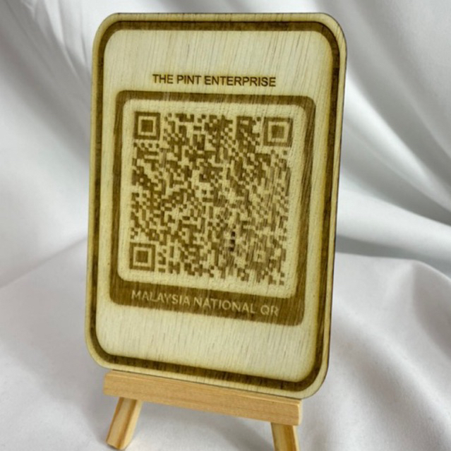 CUSTOM ENGRAVE QR CODE ewallet MAE / Maybank QRPAY/ TNG/ Grab Pay WOOD