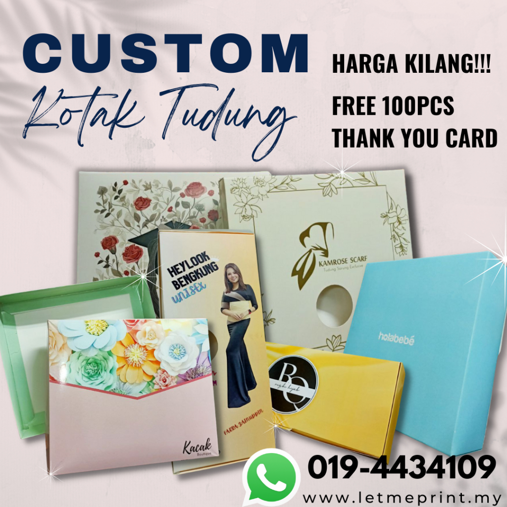 CUSTOM KOTAK TUDUNG ENVELOPE PRINTED Scarf BOX Hijab BOX Scarf Box ...