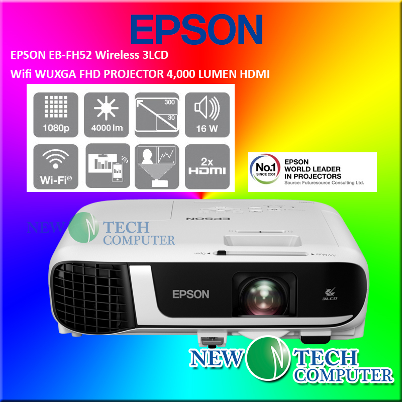 Epson EBFH52 Full HD 3LCD 4000 Lumens Business Data Projector BuiltIn