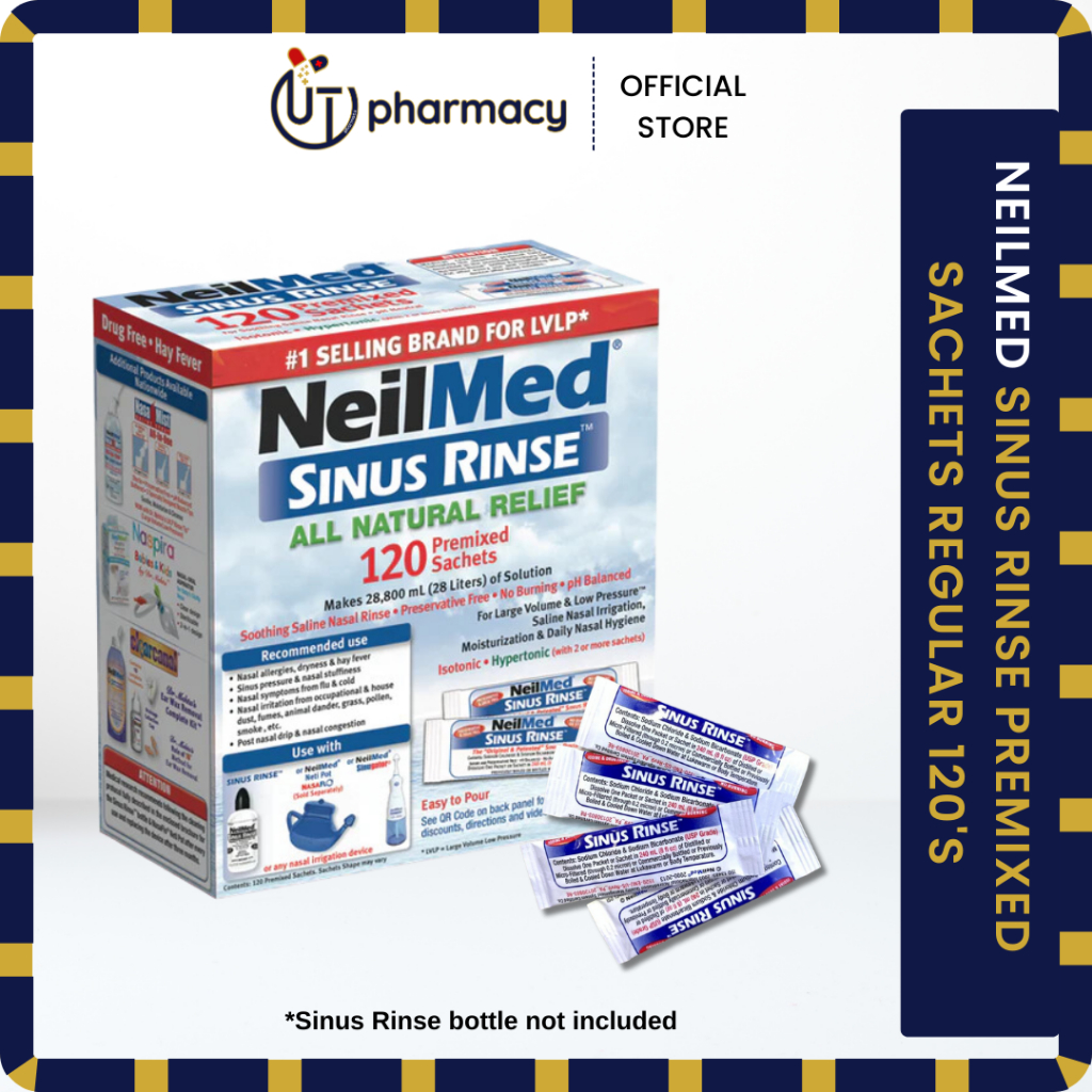 NEILMED SINUS RINSE PREMIXED SACHETS REGULAR 120'S/ STARTER KIT 10'S ...