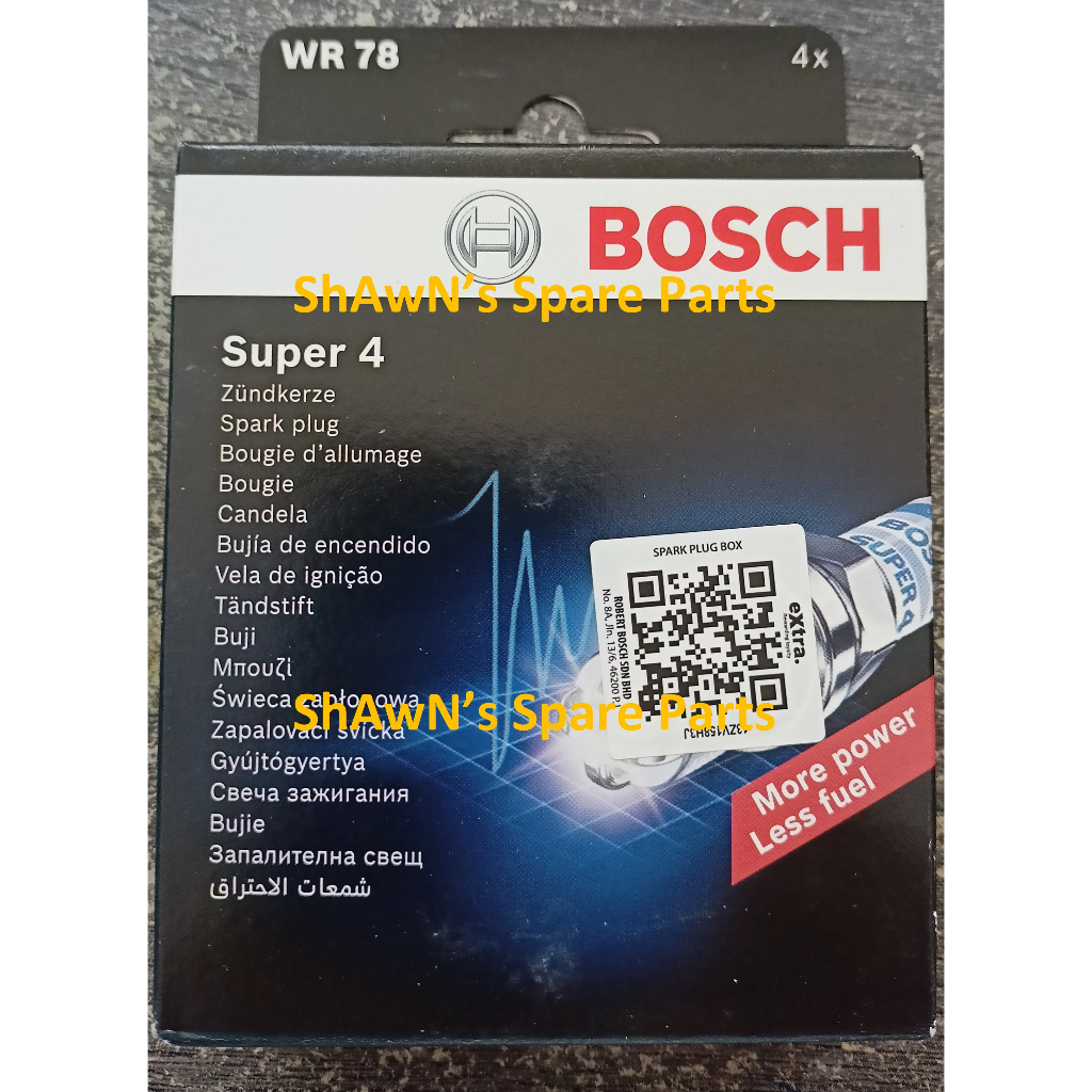 BOSCH SUPER 4 WR78 Spark Plug Proton Saga 12V Iswara LMST Wira 1.3 1.5 ...
