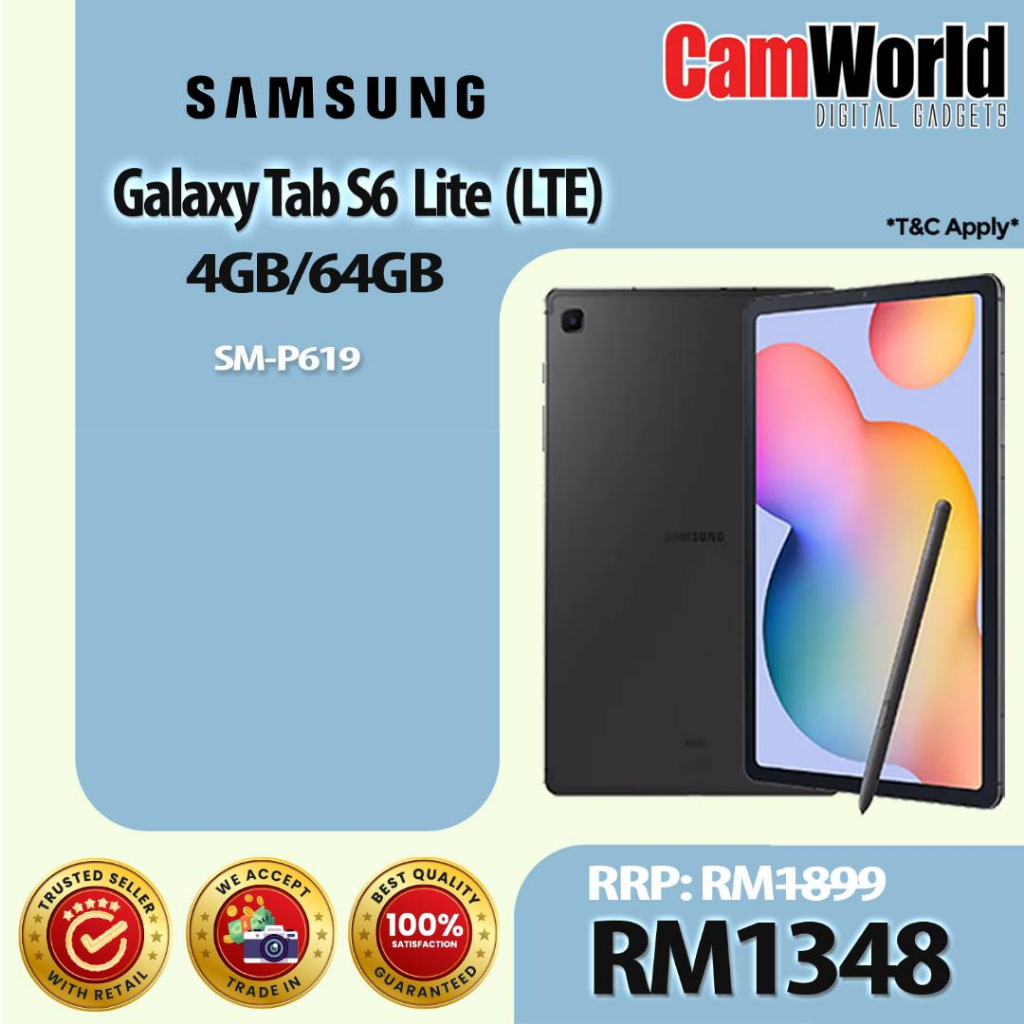 Samsung Galaxy Tab S6 Lite Malaysia LTE 64GB Shopee 2022 SM-P619 ) ) | ( + ROM Single 4GB RAM (
