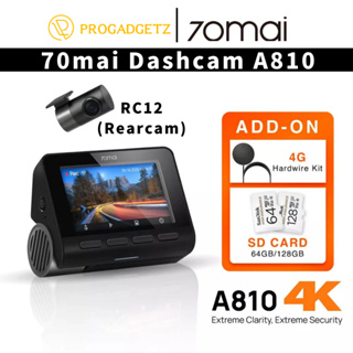 Kit 70mai Dash Cam 4K A810 + RC12 - 4K UHD HDR 60 fps - ADAS