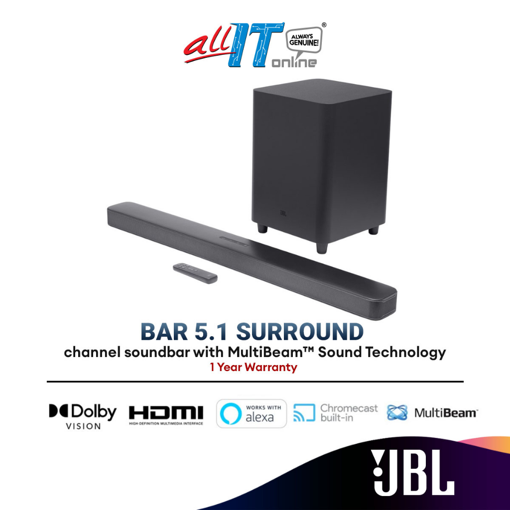 JBL BAR 5.1 SURROUND 5.1 channel soundbar with MultiBeam™ Sound