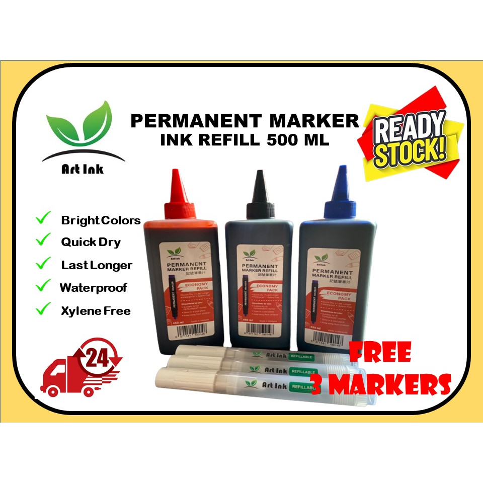 500ML FREE MARKER PEN Artink Permanent Marker Pen Ink Refill / Marking