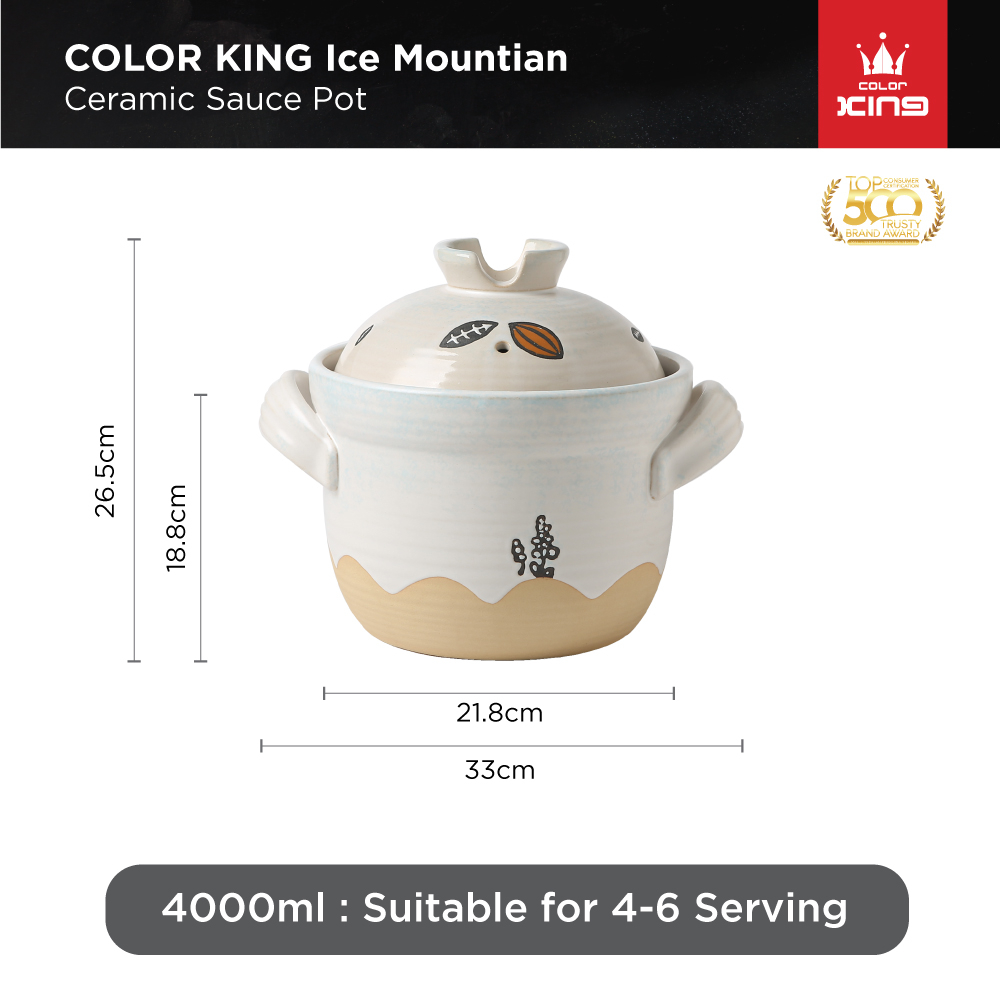 Color King Ice Mountain 100 Ceramic Sauce Pot 4000ml / Ceramic Cookware / Healthy Cookware