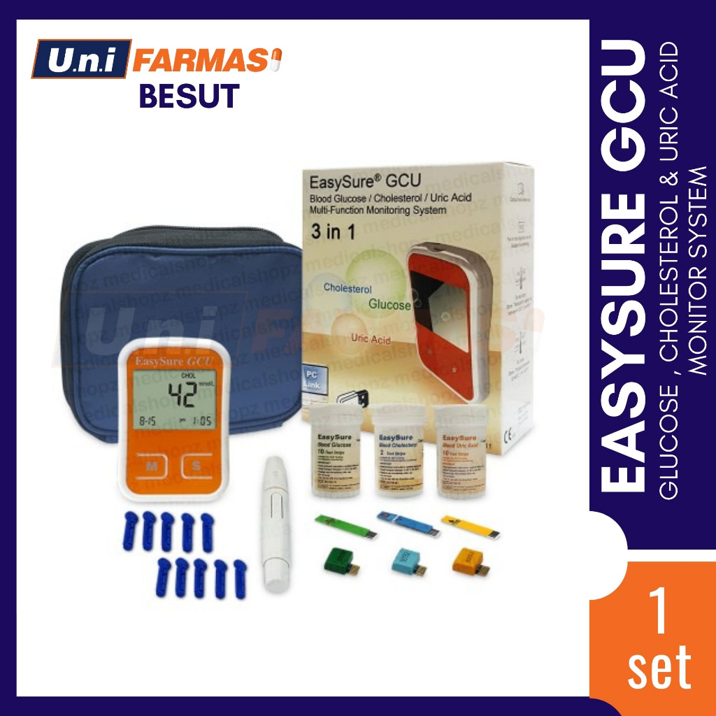 EASYSURE GCU 3-IN-1 Monitoring System Blood Glucose/Cholesterol & Uric ...