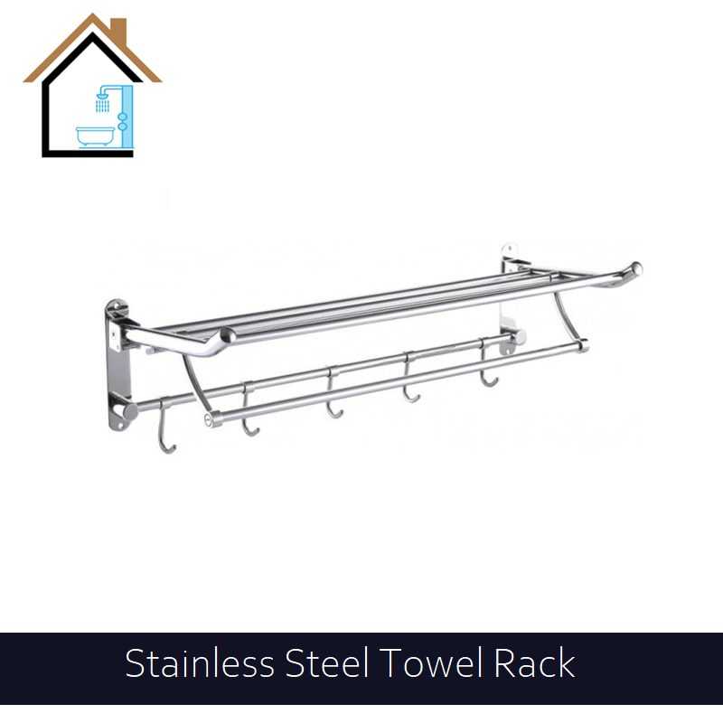 Stainless Steel Foldable Towel Shelf Adjustable Towel Rack Wall Mount