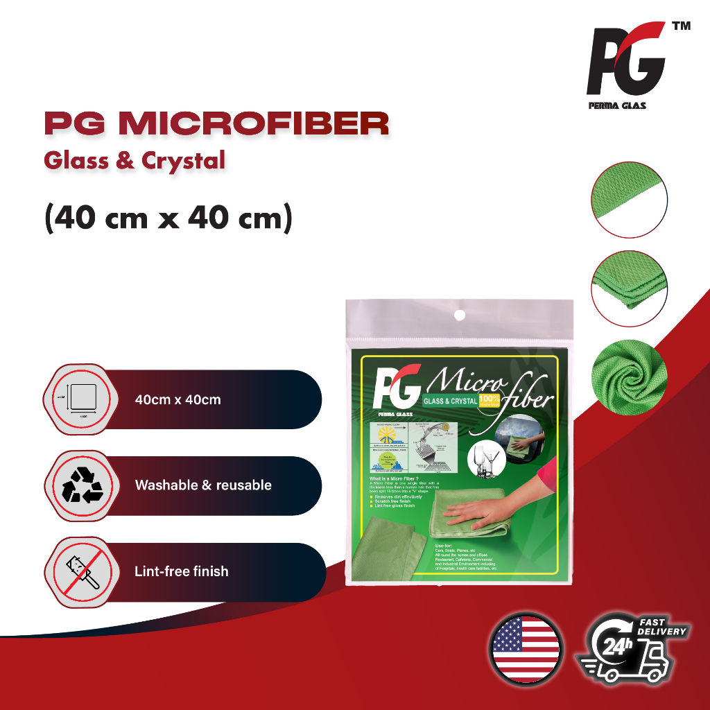 Perma Glass PG Microfiber Glass & Crystal Cloth (40cm x 40cm) | Streak ...