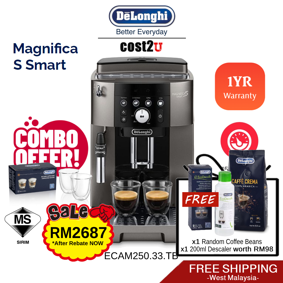 Delonghi Magnifica S Smart Coffee Machine Titanium ECAM25033TB