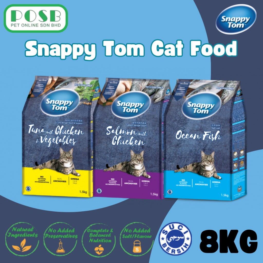 Snappy Tom Dry Cat Food 8kg ( Tuna+chicken & Vegetable  Oceon Fish 