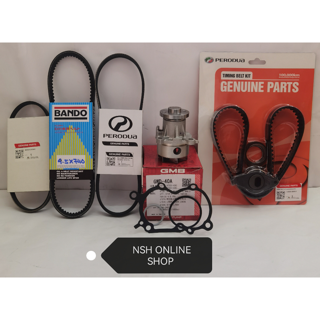 Timing Kit Set+Fan Belt (100% Perodua Original)+Water Pump for Perodua ...