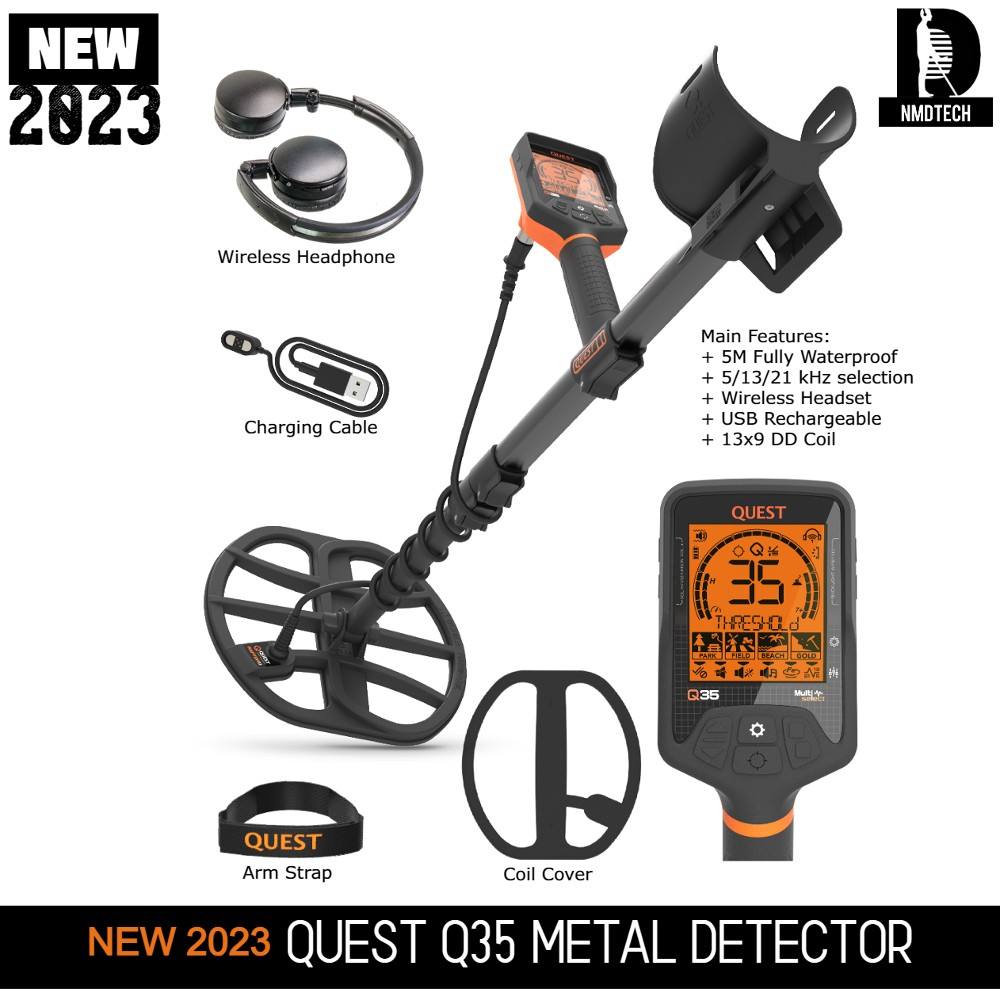 2023 Quest Q35 Q30 Waterproof Metal Detector Pengesan Emas Shopee