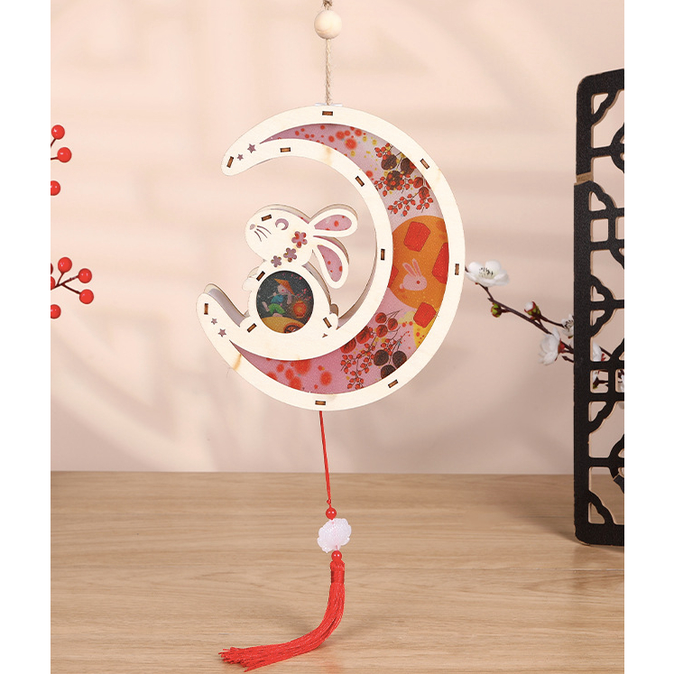 Traditional Wooden Lantern Rabbit Bunny Cartoon Kids Children Mid ...