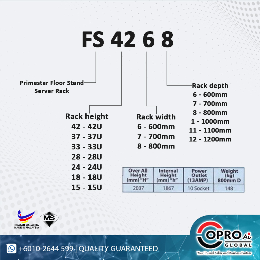 [READY STOCK] Primestar 42U 19inch Floor Standing Server Rack, Perspex ...