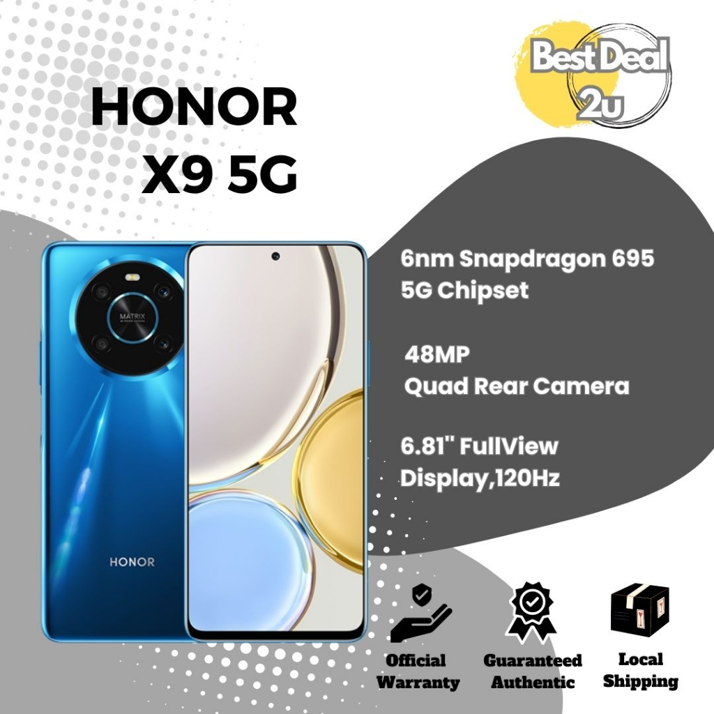 HONOR X9 5G Smartphone | 8GB + 128GB | 6nm Snapdragon 695 5G Chipset ...