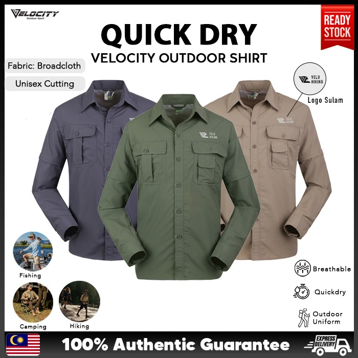 VELOCITY Men's Shirt VELO HIKING Quick Drying Outdoor Shirts