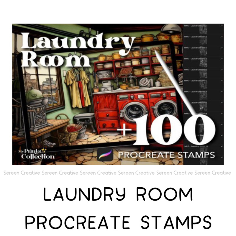 P700 Procreate Laundry Room Stamps (Interiors, interior brushes, home ...