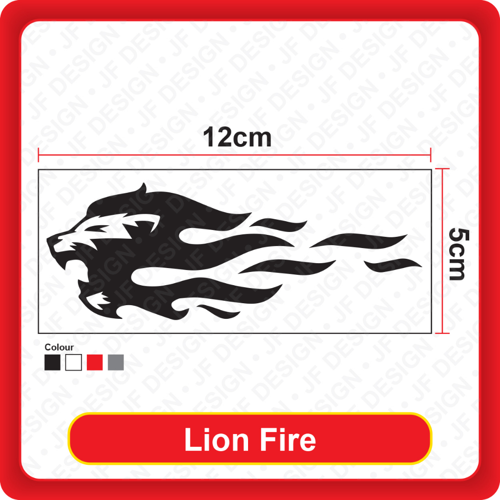 [073]Quality Car Sticker Lion Fire [12cm x 5cm][19cm x 8cm][Sticker ...