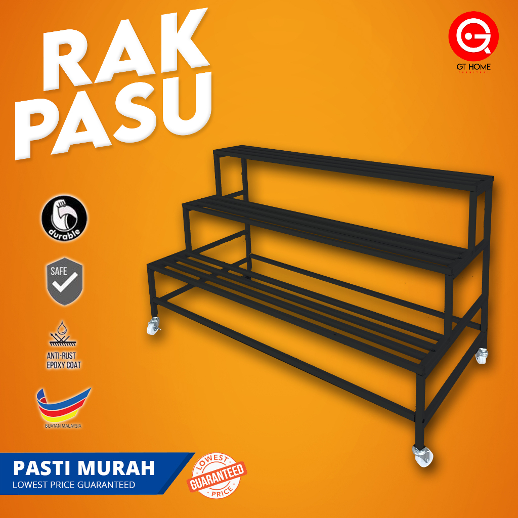 [READY STOCK] 3 Tier Flower Rack Besi Plant Rack Steel Outdoor Rak Pasu Pokok Bunga Outdoor