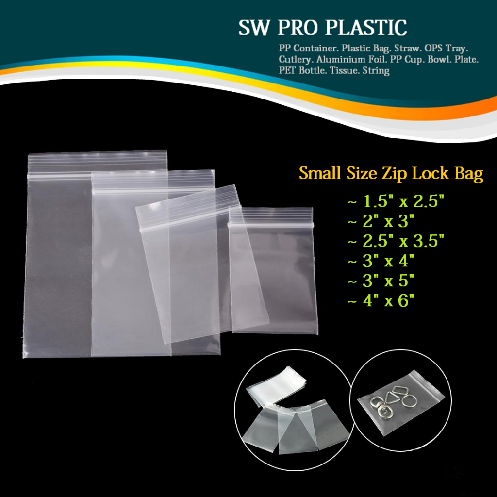 Small Size Zip Lock Zipper Plastic Bag / PE Plastic Zip Bag | Shopee ...