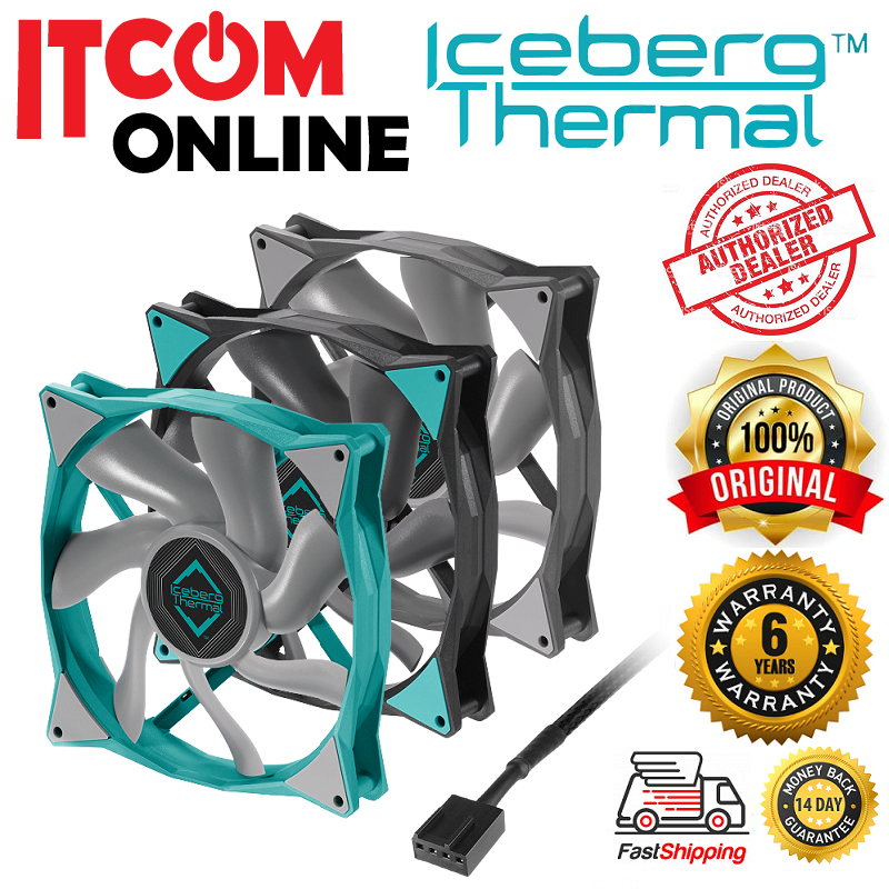 ICEBERG ICEGALE XTRA 14CM PWM 2500RPM CASING FAN BLK/GRAY/TEAL | Shopee ...