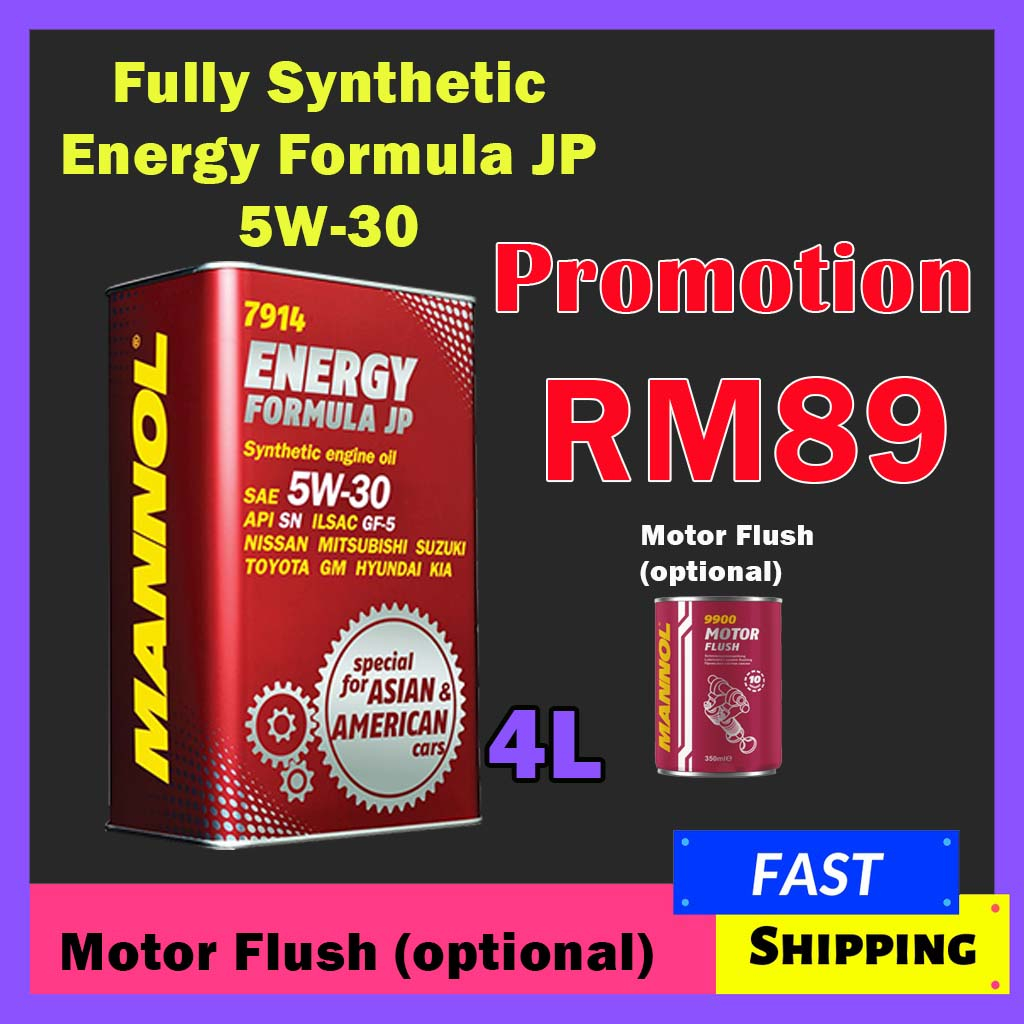 Mannol Fully Synthetic Engine Oil Energy Formula JP 5W30 Metal Tin or ...