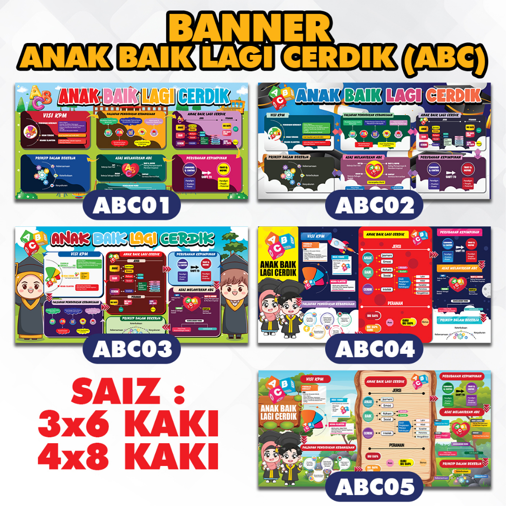 Banner Anak Baik Lagi Cerdik (ABC) 3x6 KAKI / 4x8 KAKI | Shopee Malaysia