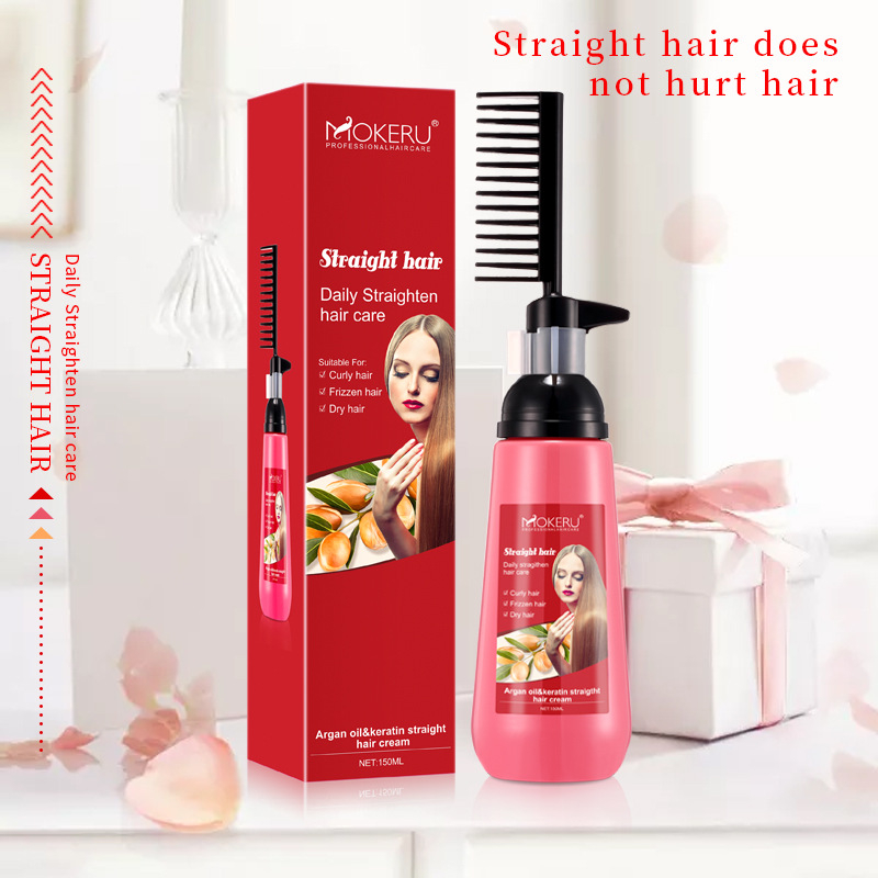 MOKERU Straight Hair Rebonding Cream Straightening Comb Krim Pelurus ...