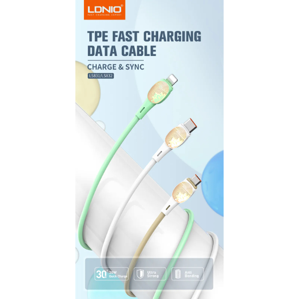 Ldnio Ls831 1 Meter 30w Fast Charging Data Cable Shopee Malaysia