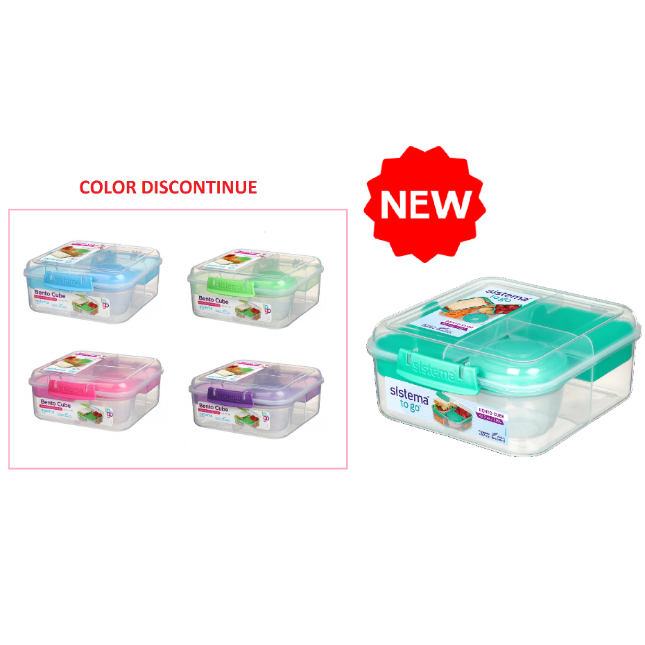 [Ready Stock] Sistema To Go 1.25L / 1.65L Bento Cube Lunch Box With