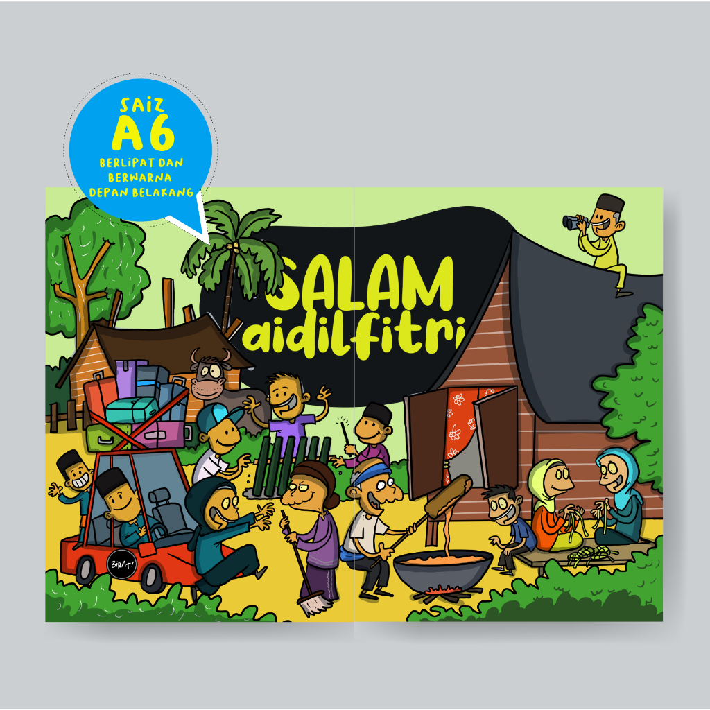 A6 Berlipat Dan Berwarna Kad Raya Komik Birat - Desa Raya! | Shopee ...