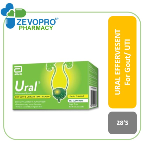 URAL EFFERVESCENT POWDER Original Lemon flavour 28x 4G [EXP DATE: 4/26 ...