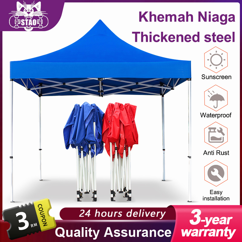 SPORT khemah 10x10 FT Full Set khemah niaga Folding Canopy Frame 8x8 ...