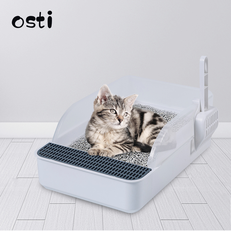 Osti Anti Spill Cat Toilet with Scoop Cat Litter Box Open Top Semi