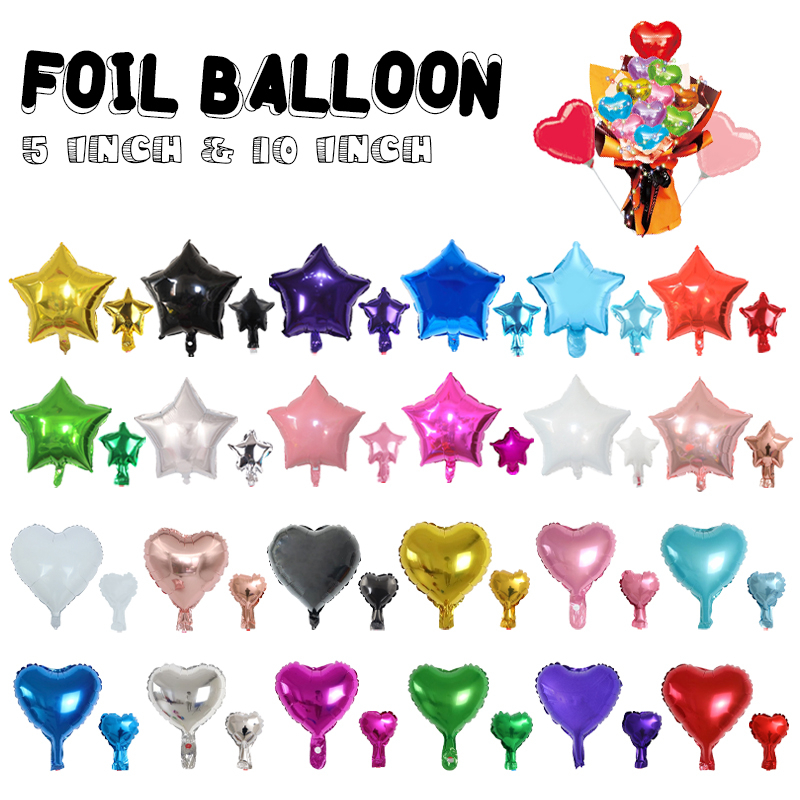 [PANDA] 5 Inch & 10 Inch Foil Balloon Love Star Plain Foil Belon For ...