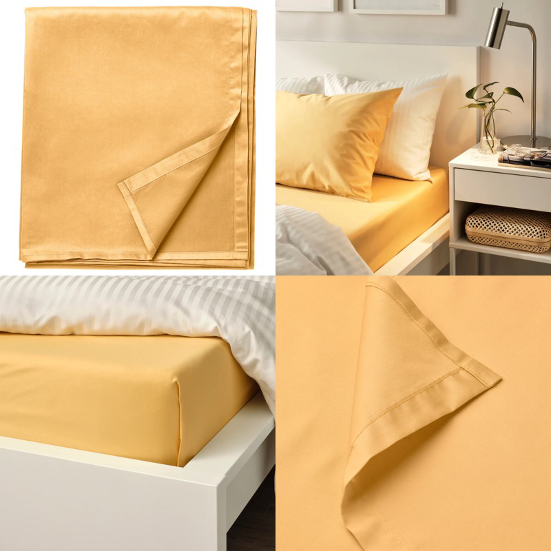 IKEA Dvala Jattevallmo Nattjasmin Flat Bed Sheet Cadar Cotton Grey Green Yellow Beige Super King