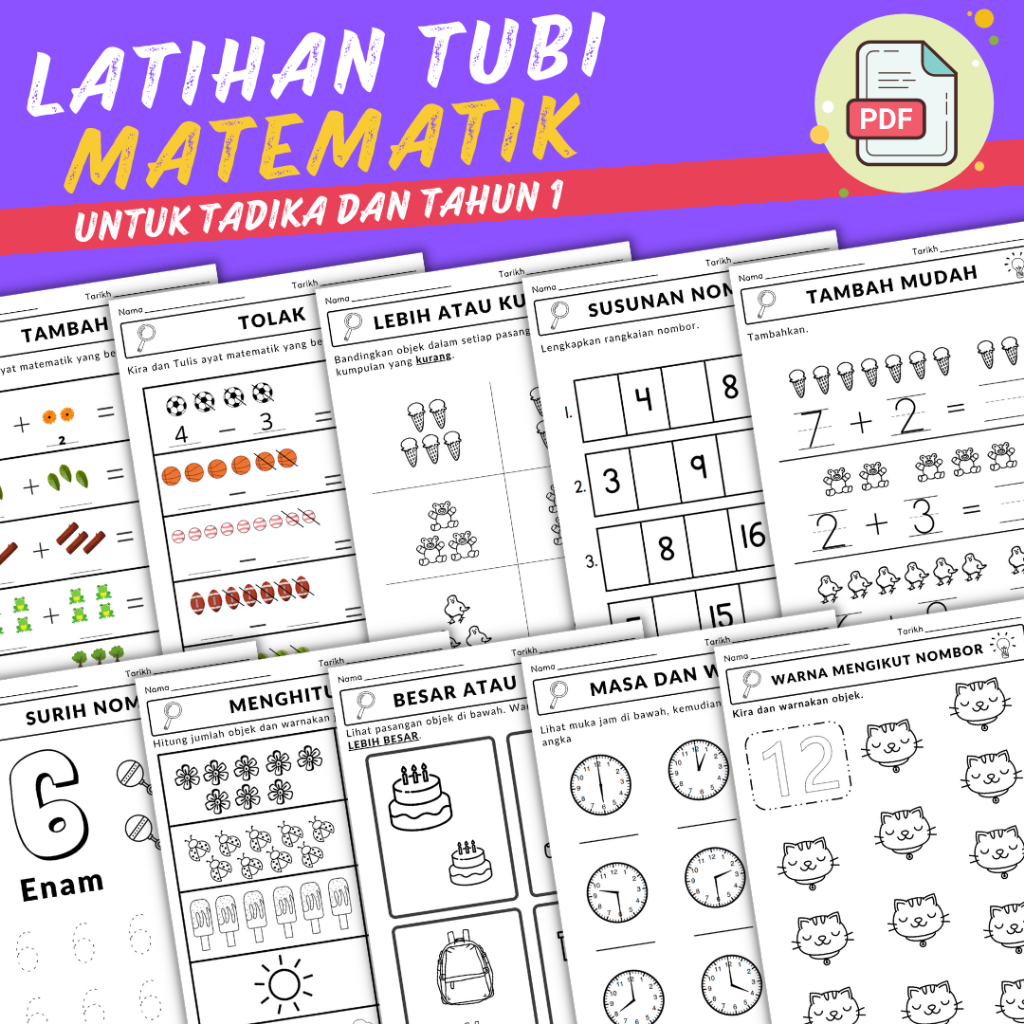 [PDF] Latihan Tubi Matematik Untuk Kanak-Kanak Tadika, Prasekolah ...