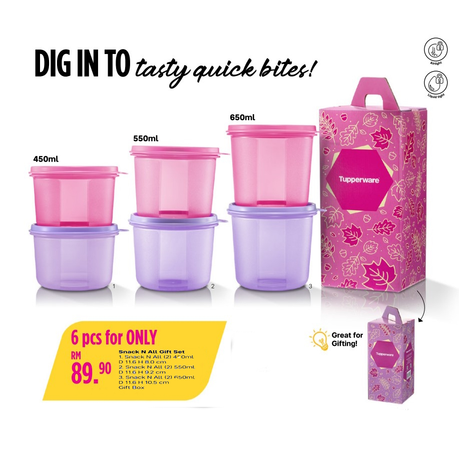 Tupperware Snack N All Gift Set Pcs Shopee Malaysia