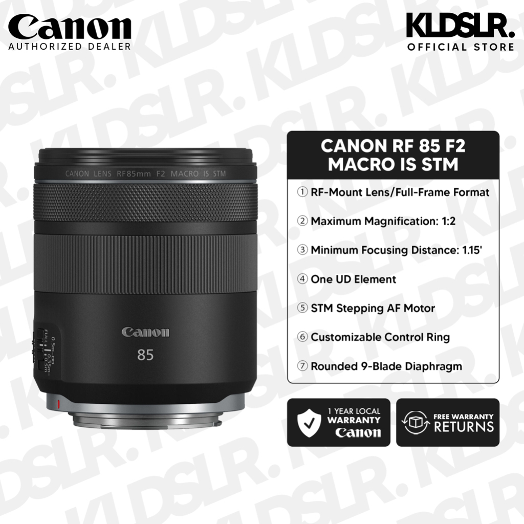 Canon RF 85mm F2 Macro IS STM Lens (Canon Malaysia Warranty) Shopee
