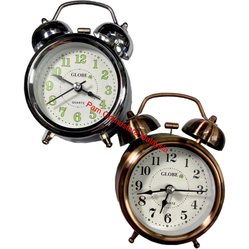 Globe Twin Bell Classic Vintage Large Sound Analogue Alarm Clock With