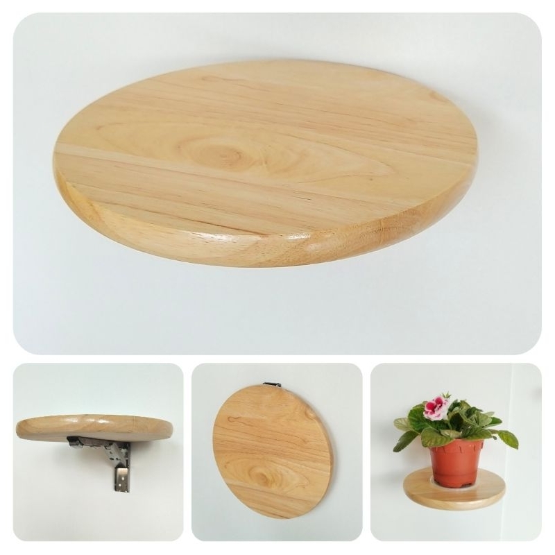 Simple Wall Shelf Folding Plants Hanging Shelf Solid wood Round