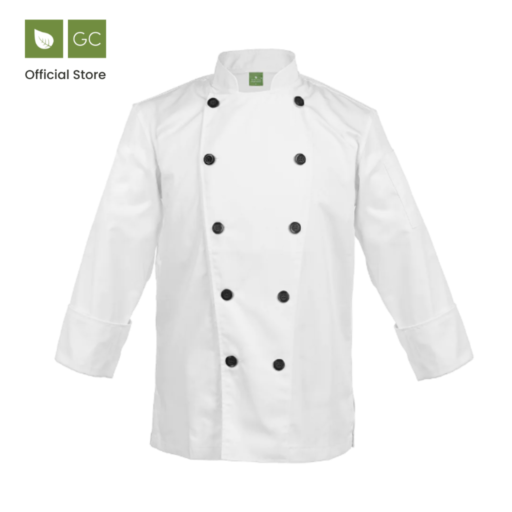 Classic White, Black Buttons Chef Jacket, Long Sleeve Shopee Malaysia