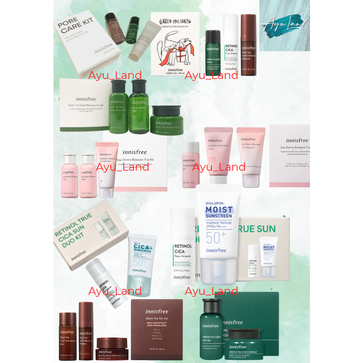Innisfree special kit collection green tea jeju cherry blossom retinol