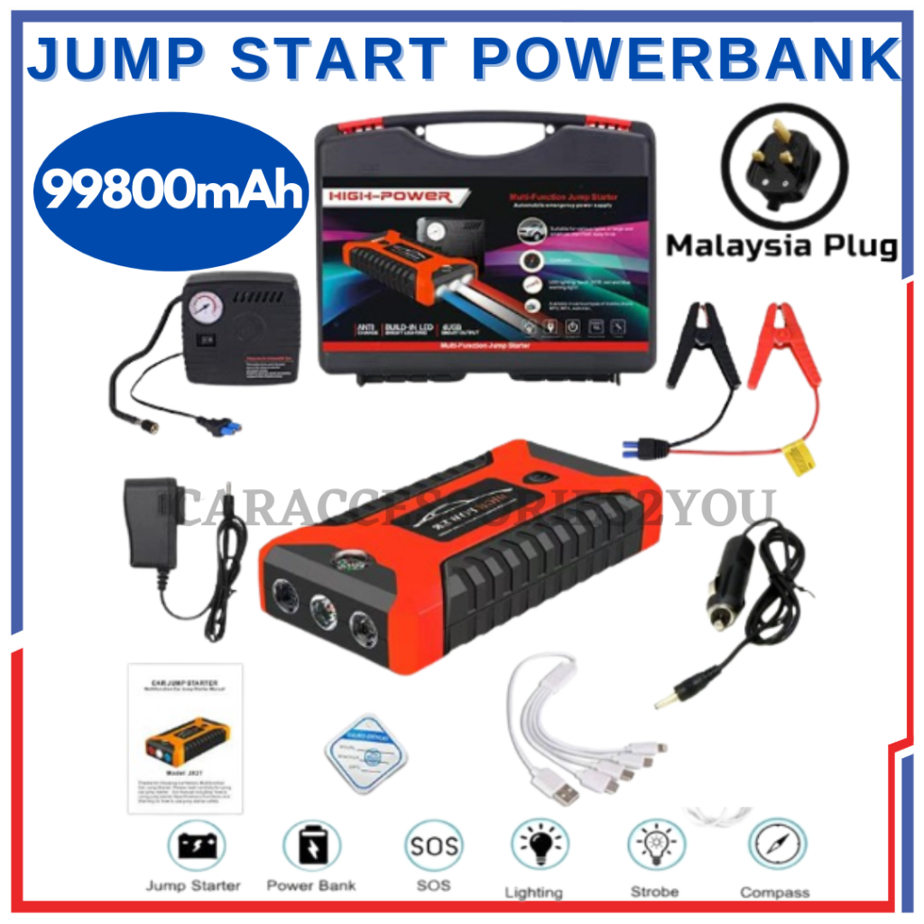 99800mAh Car Powerbank Jumper With Pump Power Bank Car Jump Start